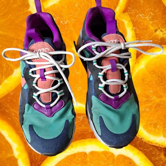 Nike Multicolor Air Max 270 React Lace-Up Sneakers Size 6.5 - Picture 3 of 11